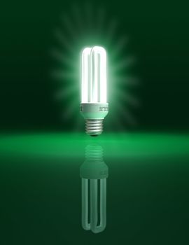 Eco friendly light bulb on green background - conceptual illustration - clipping path included