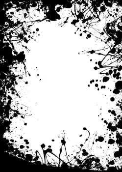 black grunge border with ink splats making a frame