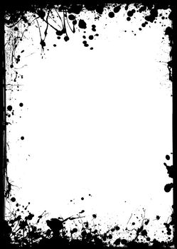 Black ink border with white center and ink splat