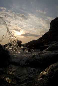 Sensual marine lLandscape at the sunset. Marine Cliff at evening.