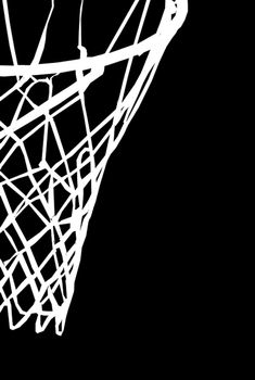 white basket with net on black background