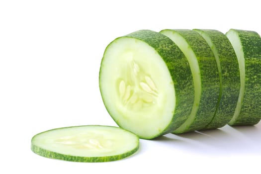 green cucumber isolated on white background with clipping path