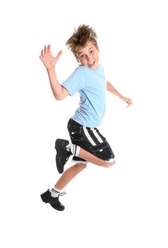 Hopping or skipping child showing happiness.