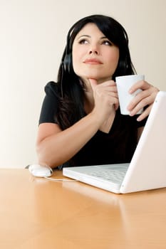 Woman relaxes with a coffee