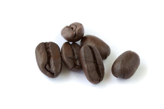 Black coffee beans isolated on white background