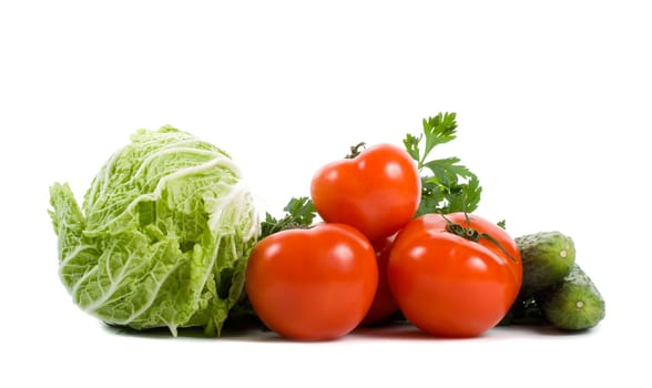 set of fresh vegetables, isolated on white