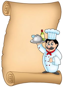 Scroll with chef 1 - color illustration.