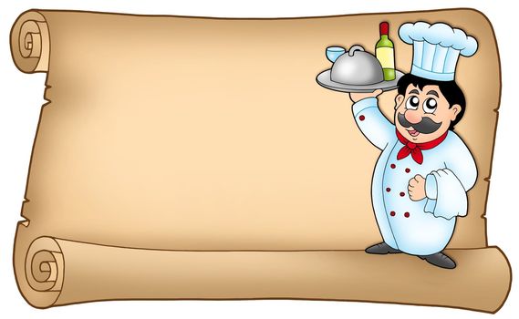 Scroll with chef 2 - color illustration.
