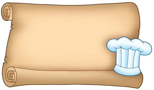 Scroll with chefs hat 1 - color illustration.