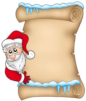 Winter parchment with Santa Claus 1 - color illustration. 