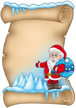 Winter parchment with Santa Claus 4 - color illustration.