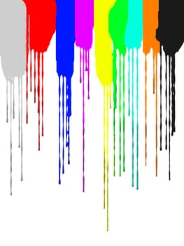 The flow of paint on a white background