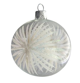 Lonely glass Christmas ball over white background