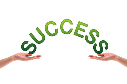 High resolution graphic of hands holding the word success.