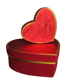 gift box with a red heart with golden okontovkoy