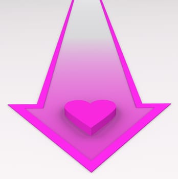 One pink heart on arrow.
