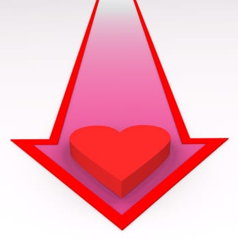 Red heart on arrow.
