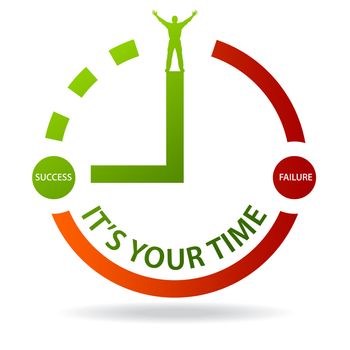 High resolution graphic of a clock with the words its your time on white background