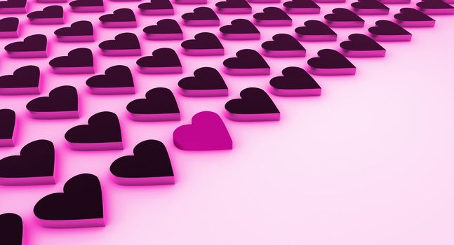 Concept of many hearts - in pink & black color scheme
