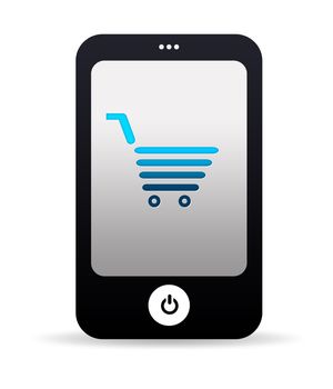 High resolution mobile phone graphic with shopping cart