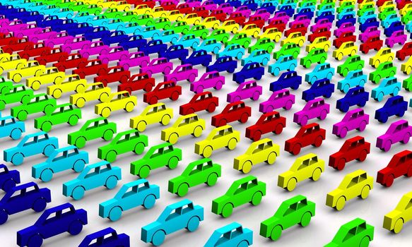 Car concept - cars in rainbow colors