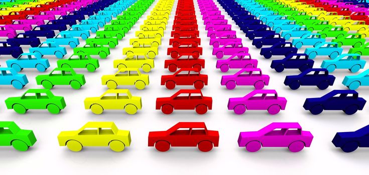 Car concept - cars in rainbow color