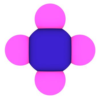 Isolated 3d model of methane - CH4 molecule