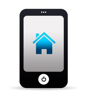 High resolution mobile phone graphic with Home Icon.
