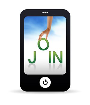 High resolution Mobile phone graphic with the word Join