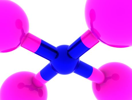 Abstract scientific molecular rendering in pink & blue color.
