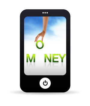 High resolution Mobile phone graphic with the word money.