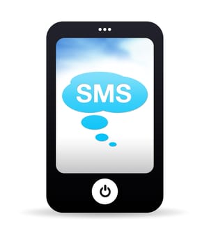 High resolution Mobile Phone graphic with SMS bubbles.