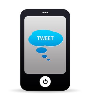 High resolution tweet mobile phone graphic.