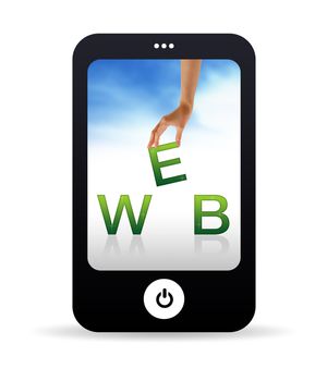 High resolution Mobile phone graphic with the word web