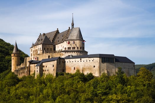 Medieval Castle Vianden, build on top of the mountain in Luxembourg or Letzebuerg