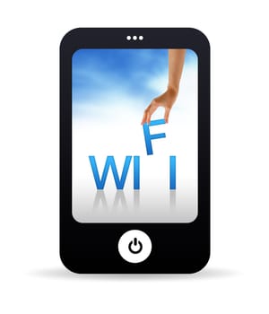 High resolution Mobile phone graphic with the word Wifi