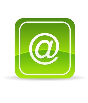 High resolution green email icon on white background.