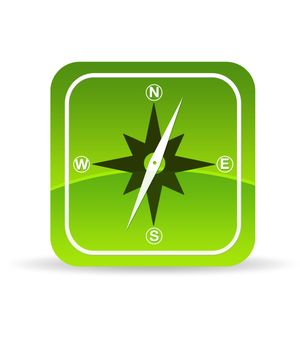 High resolution green compass  icon on white background.