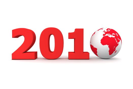red date 2010 with 3D globe replacing number 0