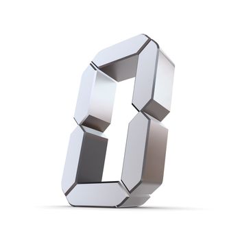 shiny 3d number 0 made of silver/chrome - LCD look