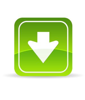 High resolution green download icon on white background.