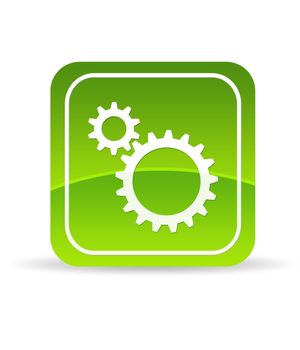High resolution green Mechanical Gears icon on white background.