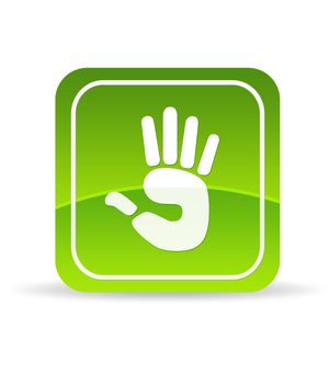 High resolution green hand icon on white background.