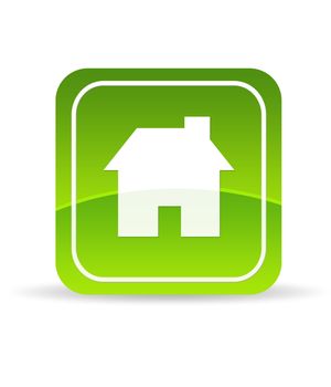 High resolution green home icon on white background.