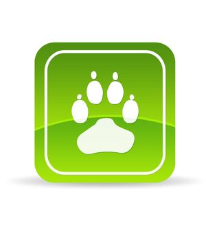 High resolution Green Animal Paw Icon on white background.