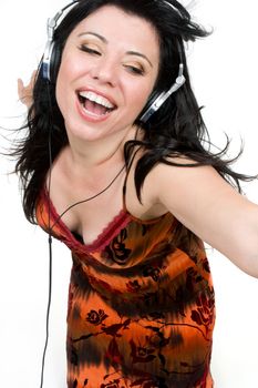 A spirited girl dances to music