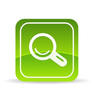 High resolution green search  icon on white background.