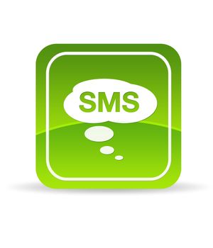 High resolution green mobile SMS Icon on white background.