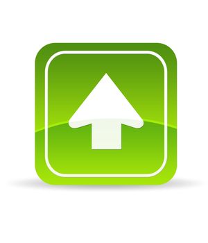 High resolution green upload icon on white background.