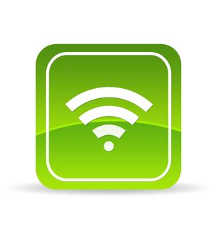 High resolution green wifi icon on white background.
